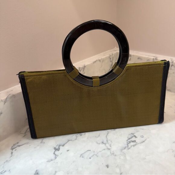 Shira leah vintage Elegant Olive Green Handbag with Circular Handle - Picture 1 of 10